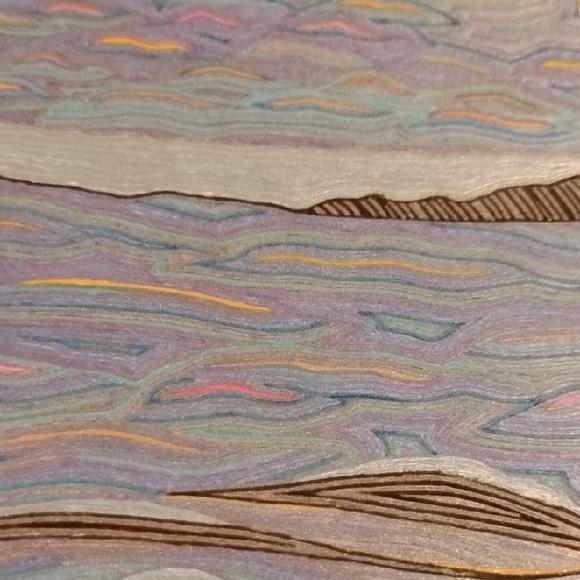 Handmade One Of A Kind Colorful Sunset Ocean Gell Pen Art Card 8.5"X11" - Picture 13 of 16